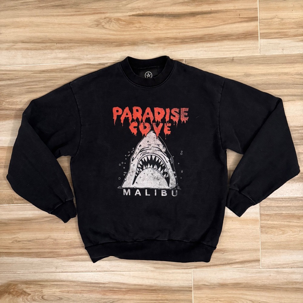 Local Authority LA Paradise Cove Malibu Shark Graphic Vintage Wash Crewneck M